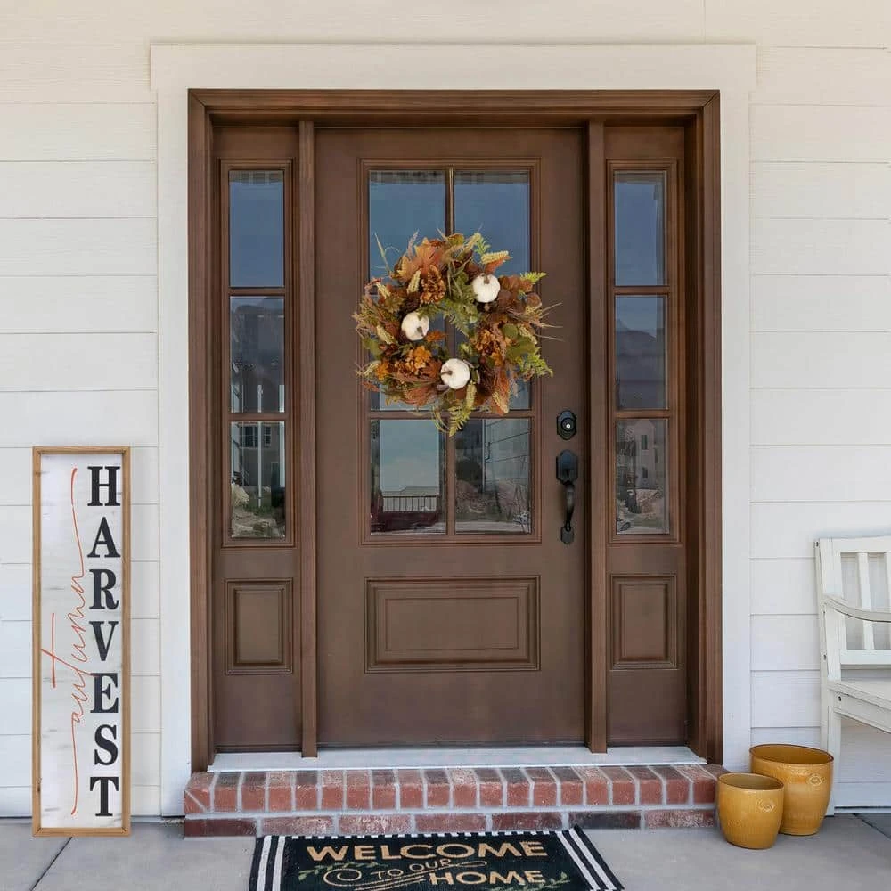 Northlight 26 In. Unlit Pumpkins And Leaves Artificial Fall Harvest Wreath 3 Northlight 26 In. Unlit Pumpkins And Leaves Artificial Fall Harvest Wreath - Image 3