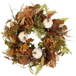 Northlight 26 In. Unlit Pumpkins And Leaves Artificial Fall Harvest Wreath