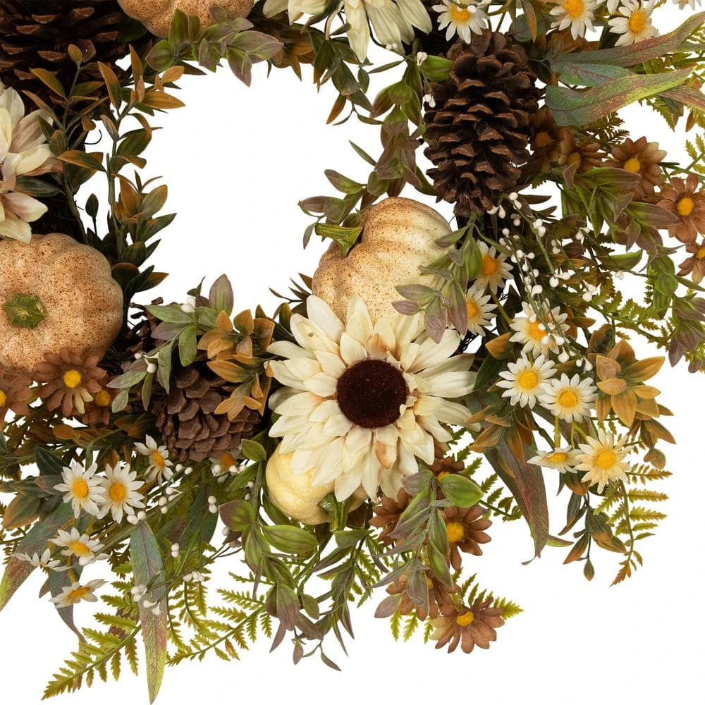 Northlight 28 In. Unlit Sunflowers And Pumpkins Artificial Fall Harvest Wreath 5 Northlight 28 In. Unlit Sunflowers And Pumpkins Artificial Fall Harvest Wreath - Image 5