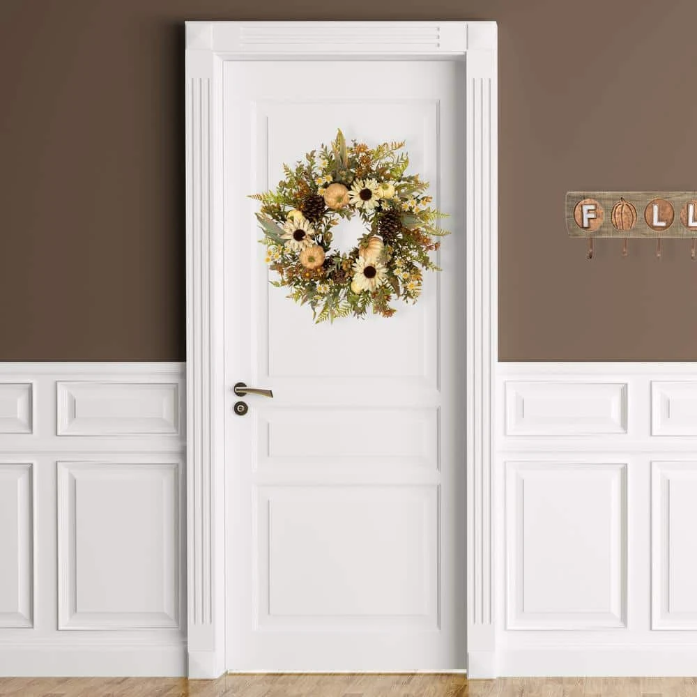 Northlight 28 In. Unlit Sunflowers And Pumpkins Artificial Fall Harvest Wreath 3 Northlight 28 In. Unlit Sunflowers And Pumpkins Artificial Fall Harvest Wreath - Image 3