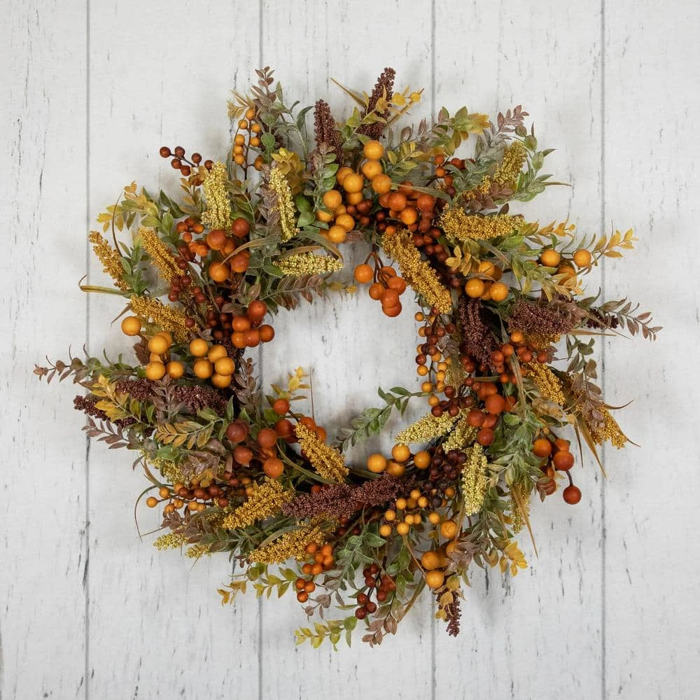 Northlight 24 In. Unlit Real Touch️ Mixed Foliage And Berries Artificial Fall Harvest Wreath 4 Northlight 24 In. Unlit Real Touch️ Mixed Foliage And Berries Artificial Fall Harvest Wreath - Image 4