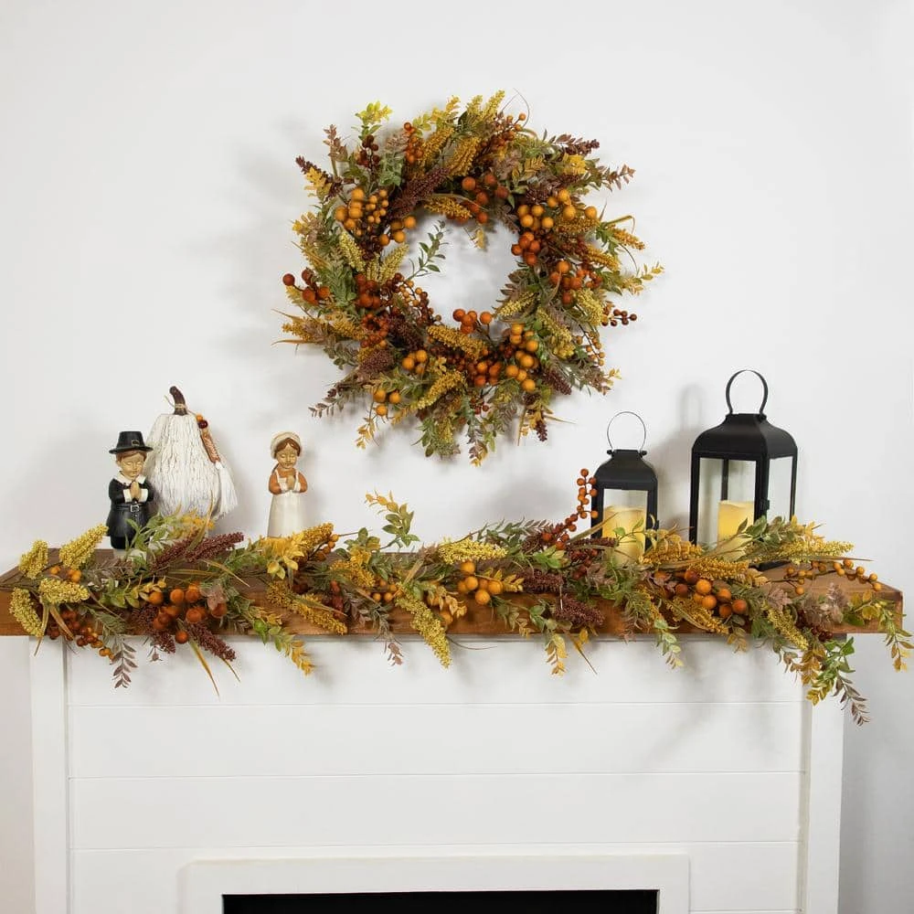 Northlight 24 In. Unlit Real Touch️ Mixed Foliage And Berries Artificial Fall Harvest Wreath 2 Northlight 24 In. Unlit Real Touch️ Mixed Foliage And Berries Artificial Fall Harvest Wreath - Image 2