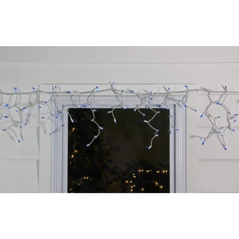 Northlight 50-Light Blue Mini Window Curtain Icicle Christmas Lights With White Wire 3 Northlight 50-Light Blue Mini Window Curtain Icicle Christmas Lights With White Wire - Image 3