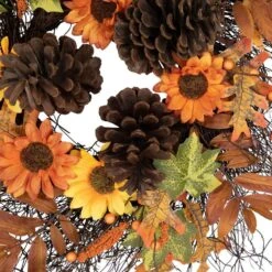 Northlight 24 In. Autumn Harvest Decorative Artificial Fall Leaves Berries Pinecones & Sunflowers Wreath - Unlit 9 Northlight 24 In. Autumn Harvest Decorative Artificial Fall Leaves Berries Pinecones & Sunflowers Wreath - Unlit -The Home Depot Shop northlight indoor fall decorations 32257211 44 1000