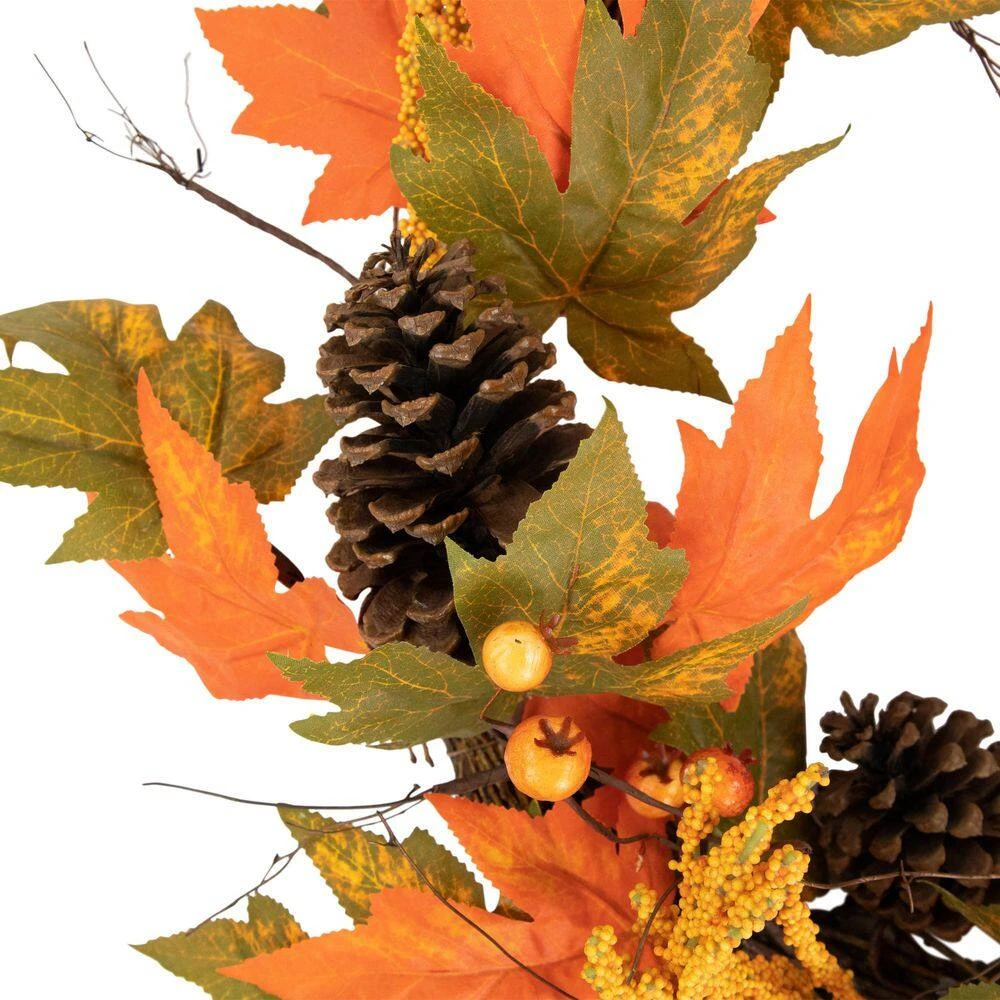 Northlight 24 In. Autumn Harvest Decorative Artificial Berries Leaves Pine Cones And Twigs Wreath - Unlit 5 Northlight 24 In. Autumn Harvest Decorative Artificial Berries Leaves Pine Cones And Twigs Wreath - Unlit - Image 5
