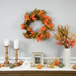 Northlight 24 In. Autumn Harvest Decorative Artificial Berries Leaves Pine Cones And Twigs Wreath - Unlit 8 Northlight 24 In. Autumn Harvest Decorative Artificial Berries Leaves Pine Cones And Twigs Wreath - Unlit -The Home Depot Shop northlight indoor fall decorations 32258312 4f 1000