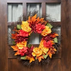 Northlight 24 In. Autumn Harvest Peony Mum & Feather Artificial Thanksgiving Floral Wreath - Unlit 15 Northlight 24 In. Autumn Harvest Peony Mum & Feather Artificial Thanksgiving Floral Wreath - Unlit -The Home Depot Shop northlight indoor fall decorations 32275286 31 1000