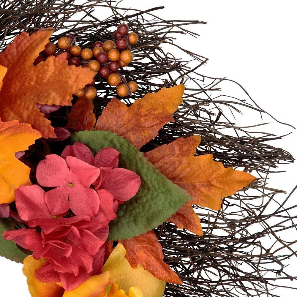 Northlight 24 In. Autumn Harvest Peony Mum & Feather Artificial Thanksgiving Floral Wreath - Unlit 3 Northlight 24 In. Autumn Harvest Peony Mum & Feather Artificial Thanksgiving Floral Wreath - Unlit - Image 3