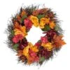 Northlight 24 In. Autumn Harvest Peony Mum & Feather Artificial Thanksgiving Floral Wreath - Unlit