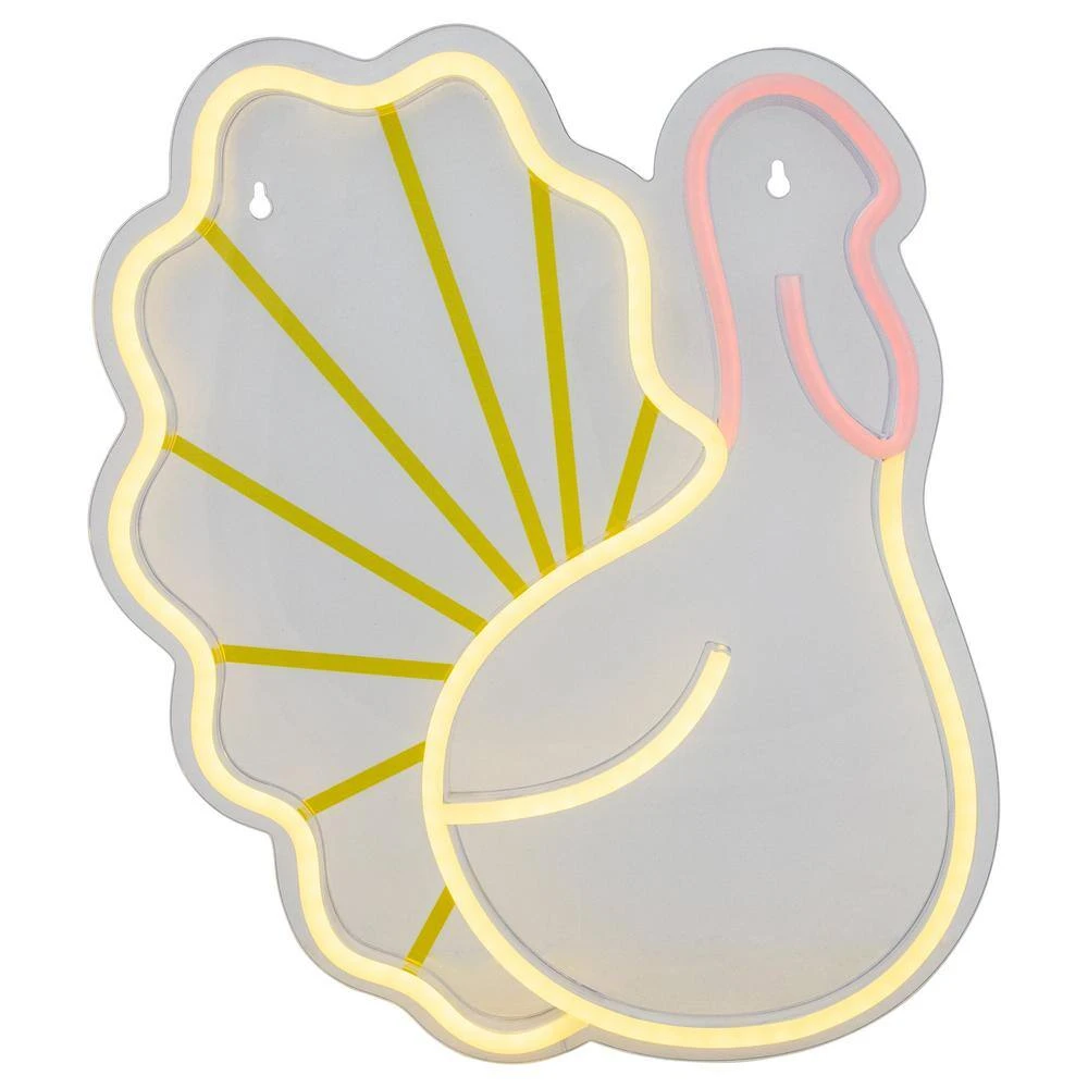 Northlight 15 In. LED Lighted Neon Style Fall Harvest Turkey Window Silhouette 3 Northlight 15 In. LED Lighted Neon Style Fall Harvest Turkey Window Silhouette - Image 3