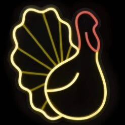 Northlight 15 In. LED Lighted Neon Style Fall Harvest Turkey Window Silhouette