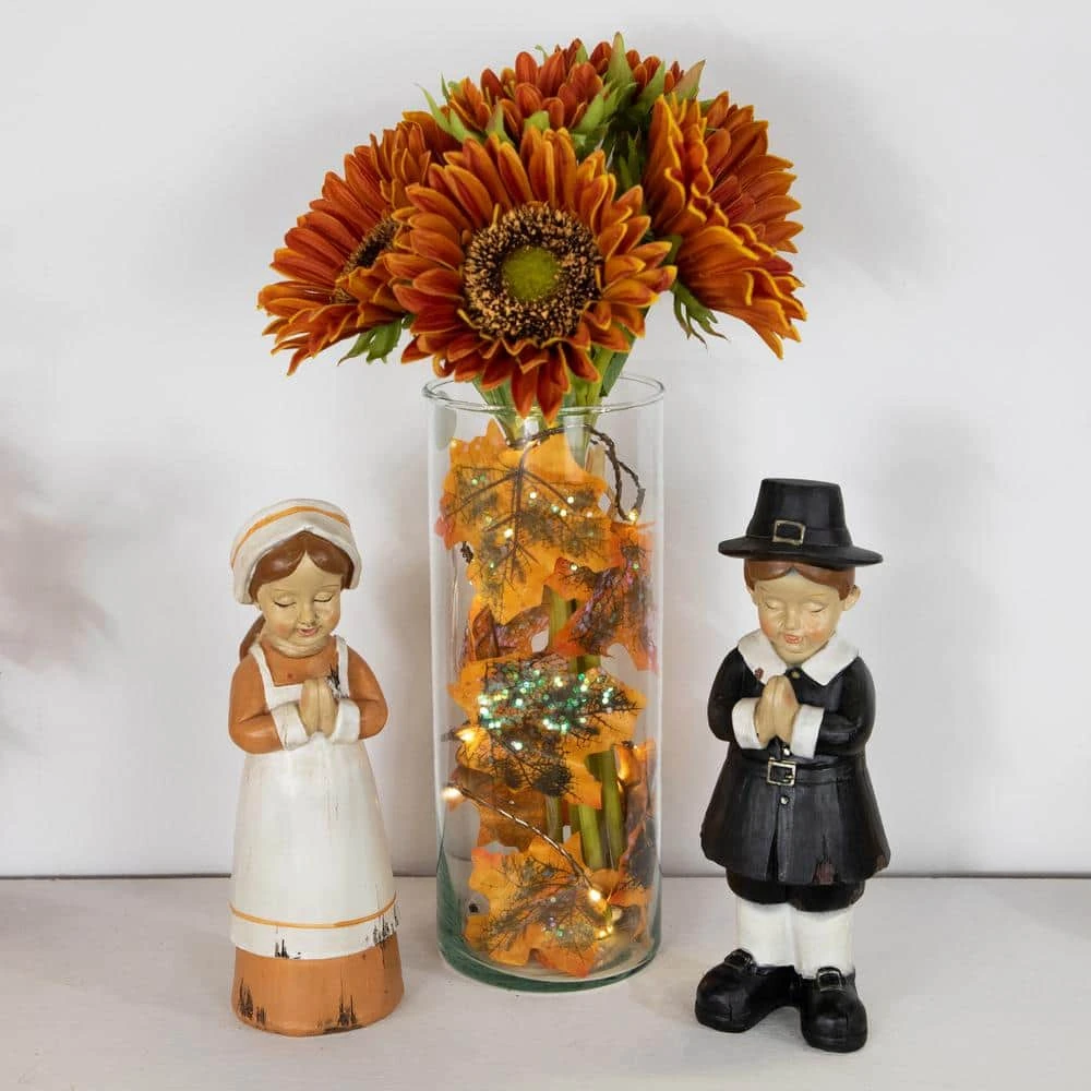 Northlight 4 Ft. LED Fall Harvest Maple Leaves Micro Fairy Light Set Brown Wire (10-Count) 3 Northlight 4 Ft. LED Fall Harvest Maple Leaves Micro Fairy Light Set Brown Wire (10-Count) - Image 3