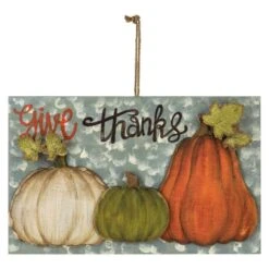 Northlight 16.5 In. In Give Thanks In Fall Harvest Pumpkin Wall Sign