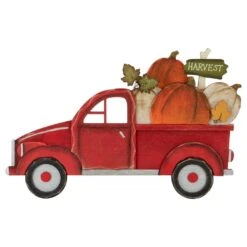 Northlight 14 In. Red Truck With Pumpkins Fall Harvest Sign Decoration