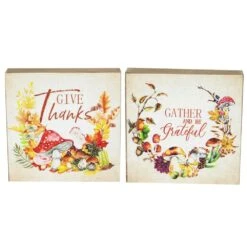 Northlight Give Thanks And Be Grateful Fall Harvest Signs-4.75 In. (Set Of 2)