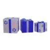 Northlight 12 In. White And Blue Shimmering Lighted Hanukkah Gift Box (3-Pack)