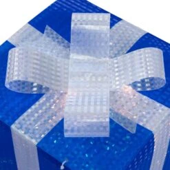 Northlight 12 In. White And Blue Shimmering Lighted Hanukkah Gift Box (3-Pack) -The Home Depot Shop northlight indoor hanukkah decorations 32912647 76 1000
