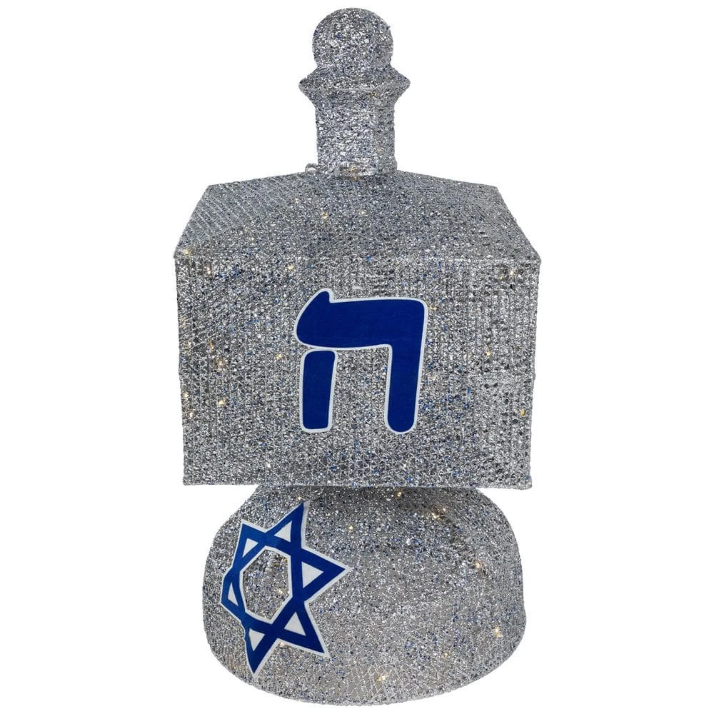 Northlight LED Lighted Hanukkah Dreidel Outdoor Decoration-37 In. Clear Lights-Silver 4 Northlight LED Lighted Hanukkah Dreidel Outdoor Decoration-37 In. Clear Lights-Silver - Image 4