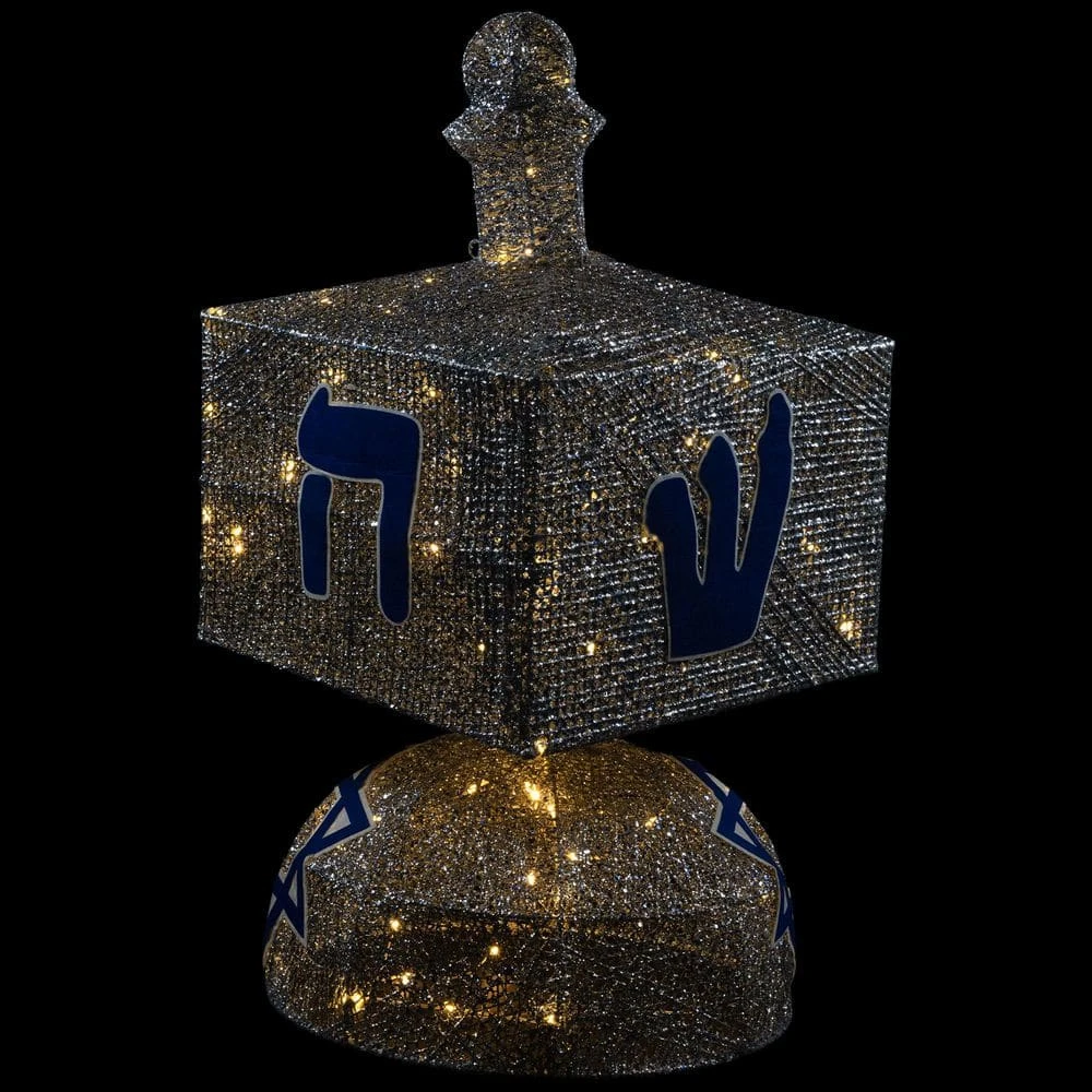 Northlight LED Lighted Hanukkah Dreidel Outdoor Decoration-37 In. Clear Lights-Silver 3 Northlight LED Lighted Hanukkah Dreidel Outdoor Decoration-37 In. Clear Lights-Silver - Image 3