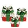 Northlight Lighted Snow And Candy Covered Sisal Gift Boxes Christmas Outdoor Decorations (Set Of 3)