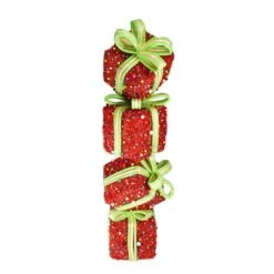 Northlight 34 In. Red And Green Lighted Candy Stacked Gift Boxes Tower Outdoor Christmas Decoration