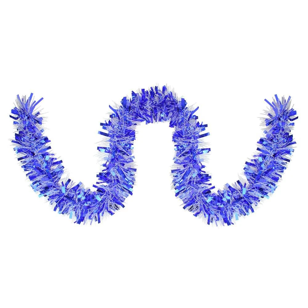 Northlight 50 Ft. Blue And White Unlit Wide Cut Christmas Tinsel Garland 1 Northlight 50 Ft. Blue And White Unlit Wide Cut Christmas Tinsel Garland