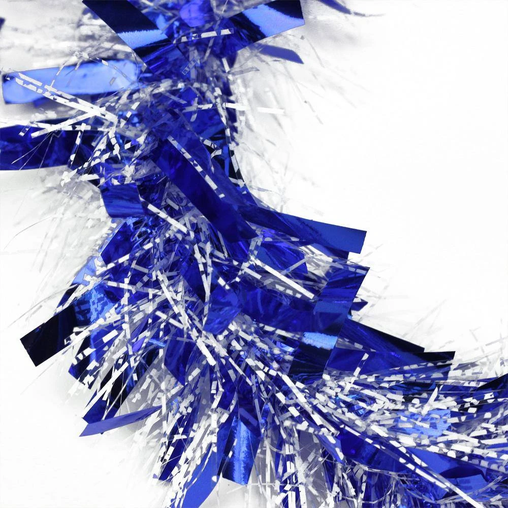 Northlight 50 Ft. Blue And White Unlit Wide Cut Christmas Tinsel Garland 2 Northlight 50 Ft. Blue And White Unlit Wide Cut Christmas Tinsel Garland - Image 2
