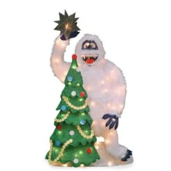 Northlight 32 In. Pre-Lit Faux Fur Bumble With Tree And Star Christmas Outdoor Decoration