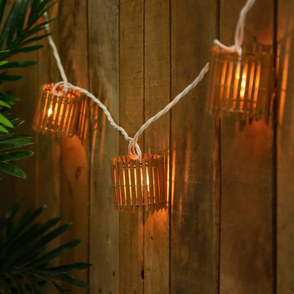 Northlight 10-Light Clear Tiki Bamboo Summer Garden Patio Christmas Mini Incandescent Lights With White Wire 6 Northlight 10-Light Clear Tiki Bamboo Summer Garden Patio Christmas Mini Incandescent Lights With White Wire - Image 6