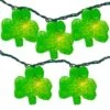Northlight Set Of 10 Clear Incandescent Light St Patrick's Day Irish Shamrock Holiday Lights With Green Wire