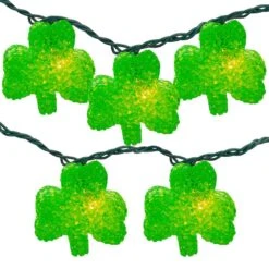 Northlight Set Of 10 Clear Incandescent Light St Patrick's Day Irish Shamrock Holiday Lights With Green Wire