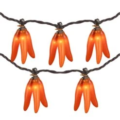 Northlight Set Of 36 Clear Incandescent Light Red Chili Pepper Cluster Christmas Lights With Brown Wire