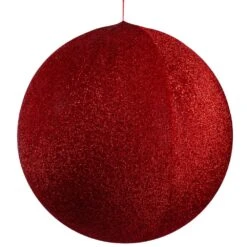Northlight Tinsel Inflatable Christmas Ball Ornament Outdoor Commercial Decoration - 27.5 In. - Red