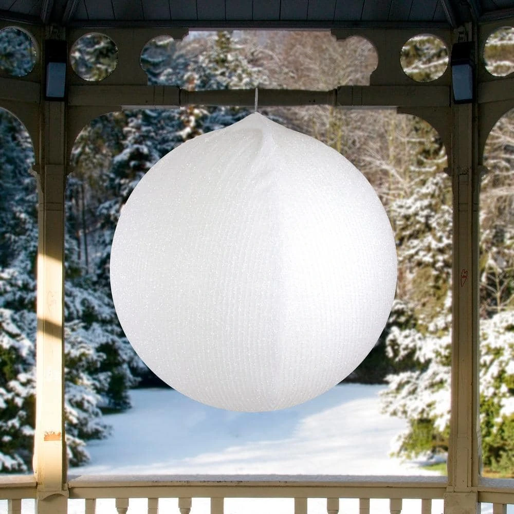 Northlight Tinsel Inflatable Christmas Ball Ornament Outdoor Commercial Decoration - 27.5 In. - White 2 Northlight Tinsel Inflatable Christmas Ball Ornament Outdoor Commercial Decoration - 27.5 In. - White - Image 2