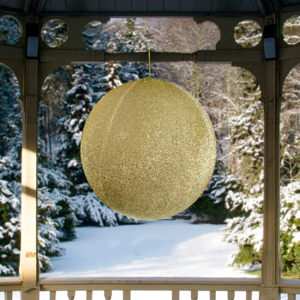 Northlight Tinsel Inflatable Christmas Ball Ornament Outdoor Commercial Decoration - 19.5 In. - Gold 2 Northlight Tinsel Inflatable Christmas Ball Ornament Outdoor Commercial Decoration - 19.5 In. - Gold - Image 2