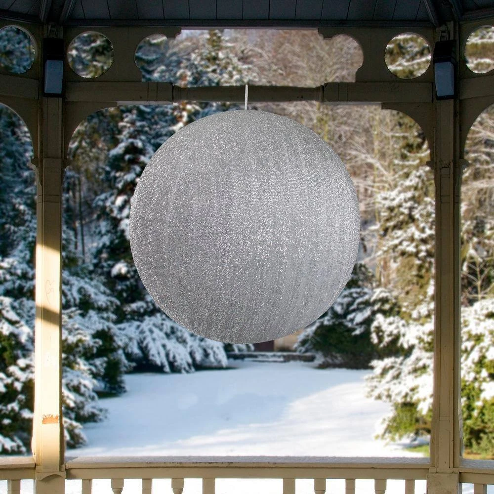Northlight Tinsel Inflatable Christmas Ball Ornament Outdoor Commercial Decoration - 19.5 In. Silver 2 Northlight Tinsel Inflatable Christmas Ball Ornament Outdoor Commercial Decoration - 19.5 In. Silver - Image 2