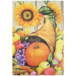 Northlight Cornucopia And Flowers Autumn Harvest Outdoor House Flag 28 In. X 40 In.