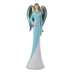 Northlight 6 .5" Blue And White Tabletop Angel Figurine Holding A Star