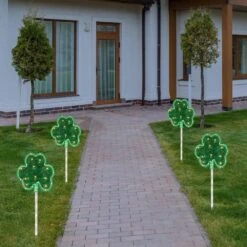 Northlight Green Shamrock St Patrick's Day Pathway Marker Lawn Stakes, Clear Lights (4-Count) -The Home Depot Shop northlight seasonal decorations 35128596 31 1000