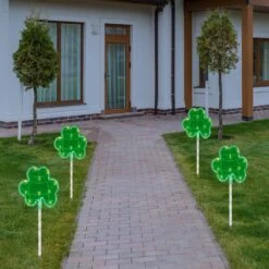 Northlight Green St Patrick's Day Shamrock Pathway Marker Lawn Stakes, Clear Lights (4-Count) -The Home Depot Shop northlight seasonal decorations 35128597 31 1000