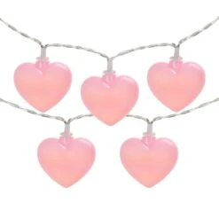Northlight 10-Count Pink Valentine's Day Heart LED String Lights, 4.5 Ft., Clear Wire