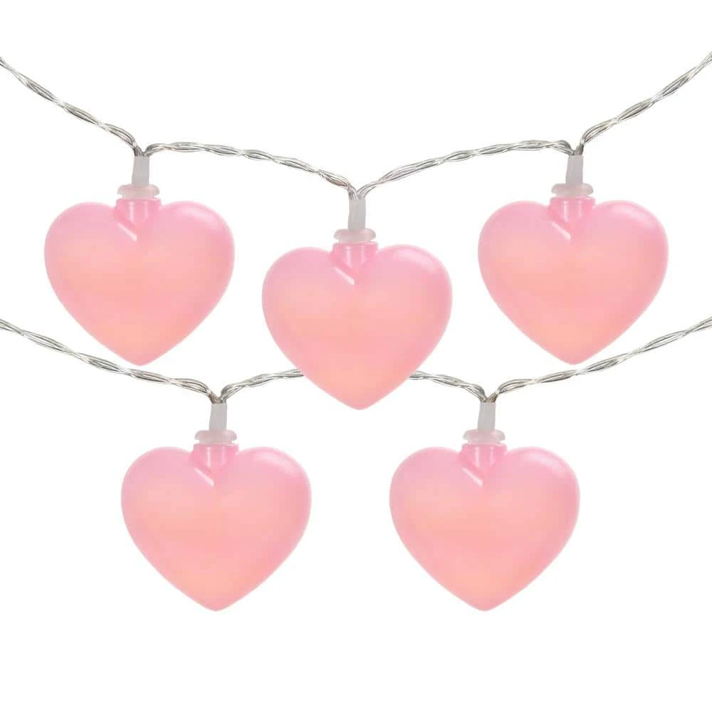 Northlight 10-Count Pink Valentine's Day Heart LED String Lights, 4.5 Ft., Clear Wire 1 Northlight 10-Count Pink Valentine's Day Heart LED String Lights, 4.5 Ft., Clear Wire