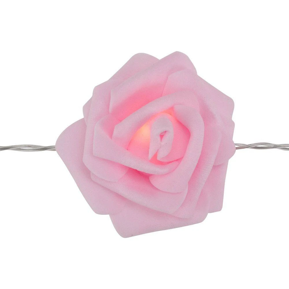 Northlight 10-Count Pink Rose Flower LED String Lights4.5ftClear Wire 3 Northlight 10-Count Pink Rose Flower LED String Lights4.5ftClear Wire - Image 3