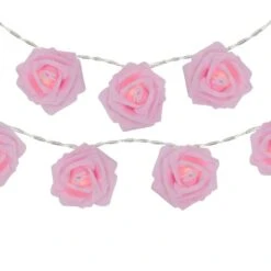 Northlight 10-Count Pink Rose Flower LED String Lights4.5ftClear Wire