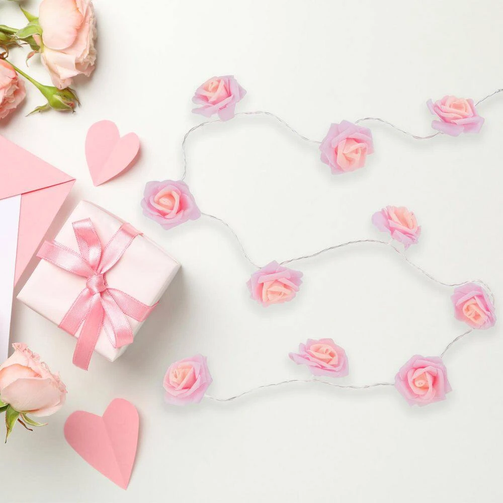 Northlight 10-Count Pink Rose Flower LED String Lights4.5ftClear Wire 2 Northlight 10-Count Pink Rose Flower LED String Lights4.5ftClear Wire - Image 2