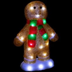 Northlight 14 In. LED Lighted Acrylic Gingerbread Man With Scarf Outdoor Christmas Decoration -The Home Depot Shop northlight seasonal decorations 35686113 76 1000