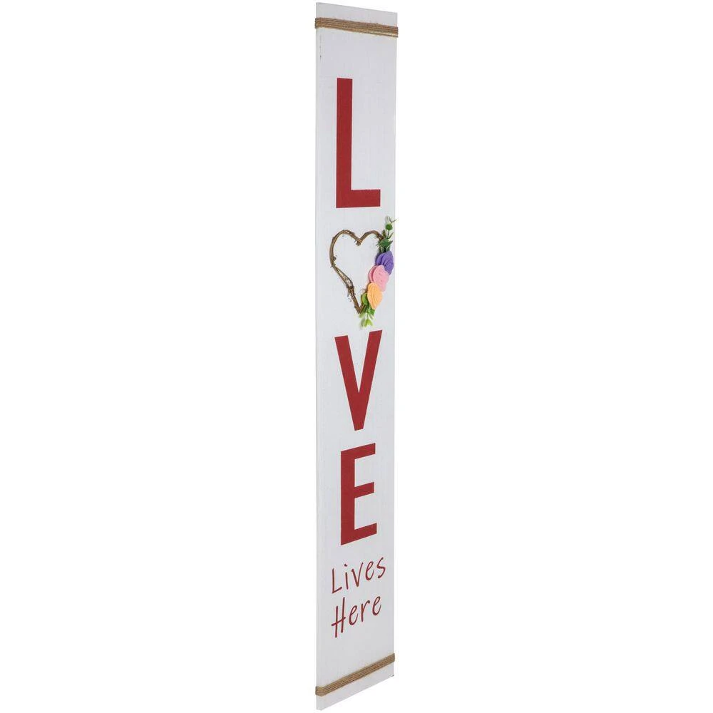 Northlight 39.25" "Love Lives Here" Wooden Valentine's Day Porch Board Sign Decoration 3 Northlight 39.25" "Love Lives Here" Wooden Valentine's Day Porch Board Sign Decoration - Image 3