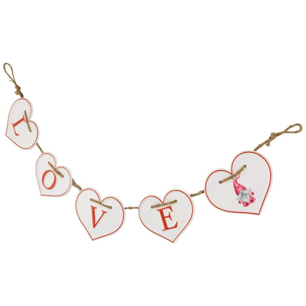 Northlight Hearts "LOVE" Valentine's Day Metal Banner - 4 In. White And Red 4 Northlight Hearts "LOVE" Valentine's Day Metal Banner - 4 In. White And Red - Image 4