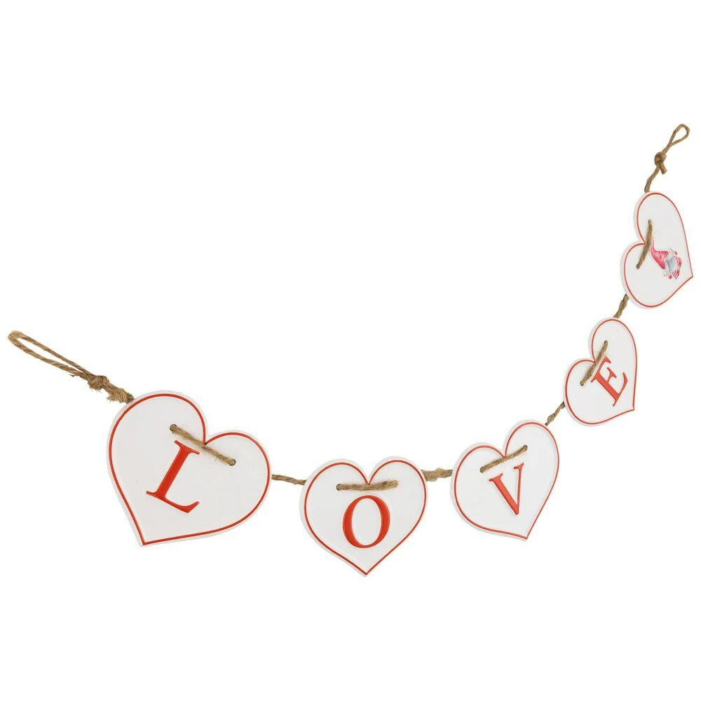 Northlight Hearts "LOVE" Valentine's Day Metal Banner - 4 In. White And Red 3 Northlight Hearts "LOVE" Valentine's Day Metal Banner - 4 In. White And Red - Image 3