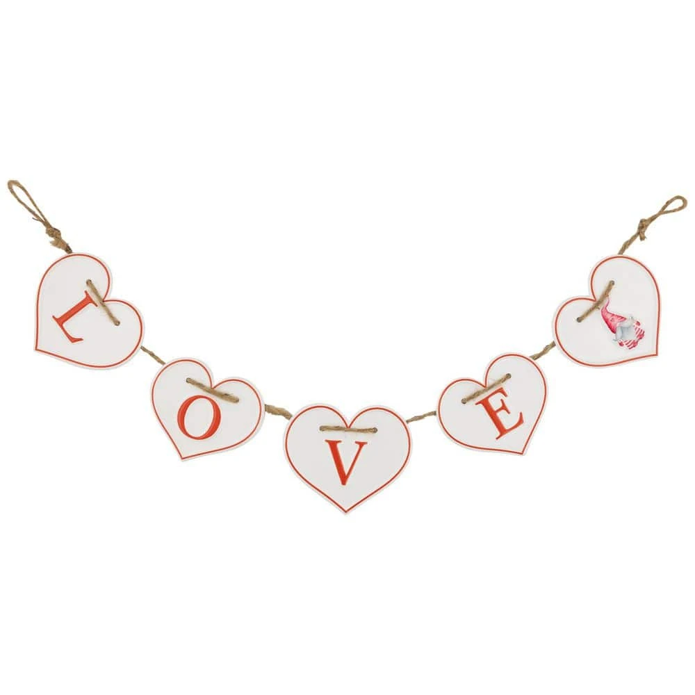 Northlight Hearts "LOVE" Valentine's Day Metal Banner - 4 In. White And Red 1 Northlight Hearts "LOVE" Valentine's Day Metal Banner - 4 In. White And Red